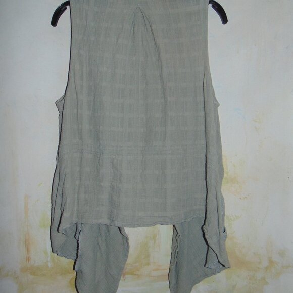 Democracy Cardigan Sleeveless Lightweight Gray Brushed Cotton Shrug Cottagecore - Picture 7 of 8